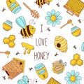 Honey bee square vector banner Royalty Free Stock Photo
